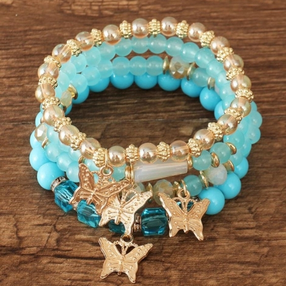 Jewelry - Vintage Bohemian Multi layered Beaded Bracelet/light blue